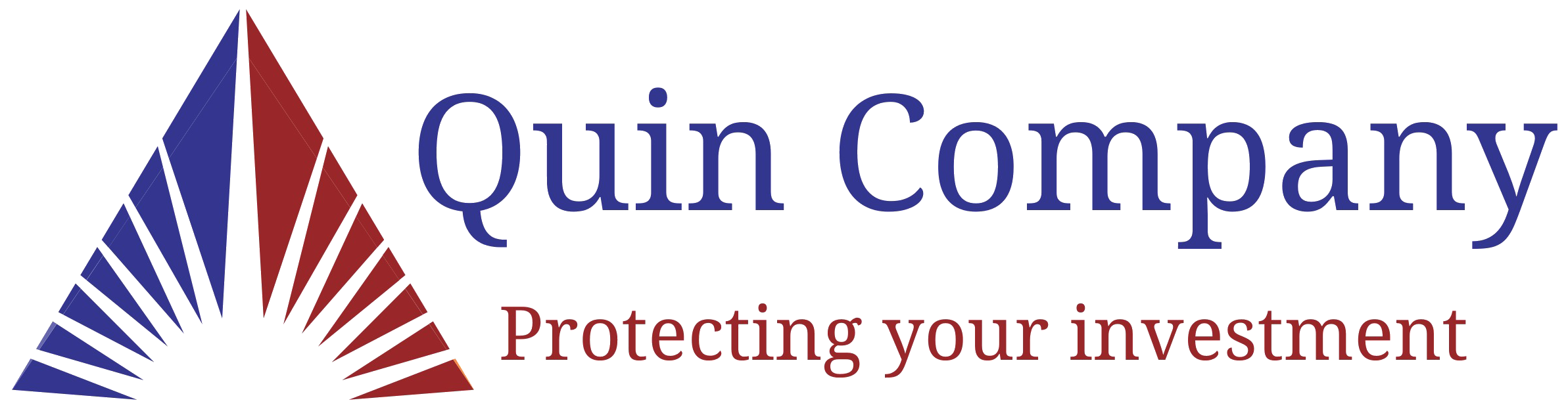Quin Company logo with slogan "Protecting your investment" and a red and blue triangular design.